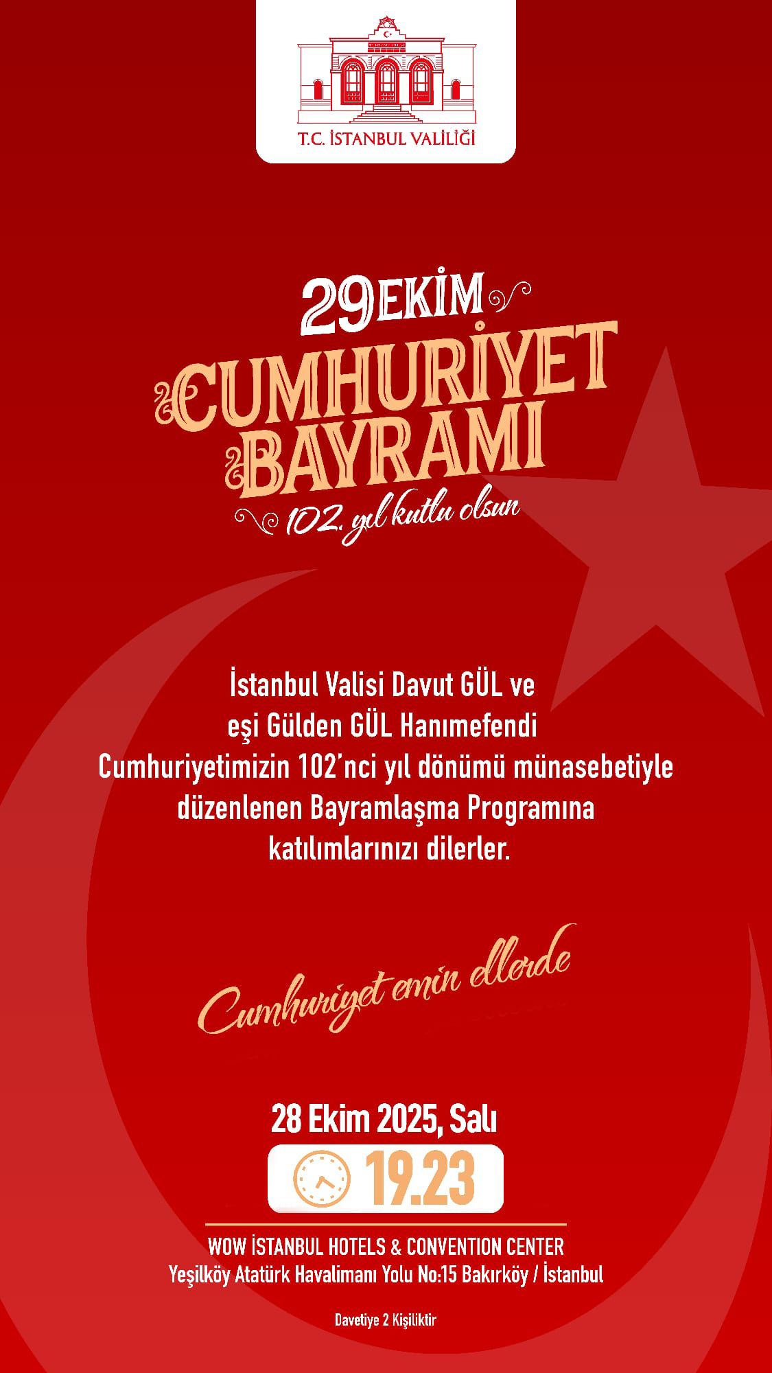 29 Ekim Cumhuriyet Bayramı Münasebetiyle İstanbul Valiliği Tarafından Düzenlenen Programa Derneğimiz Katılım Sağladı